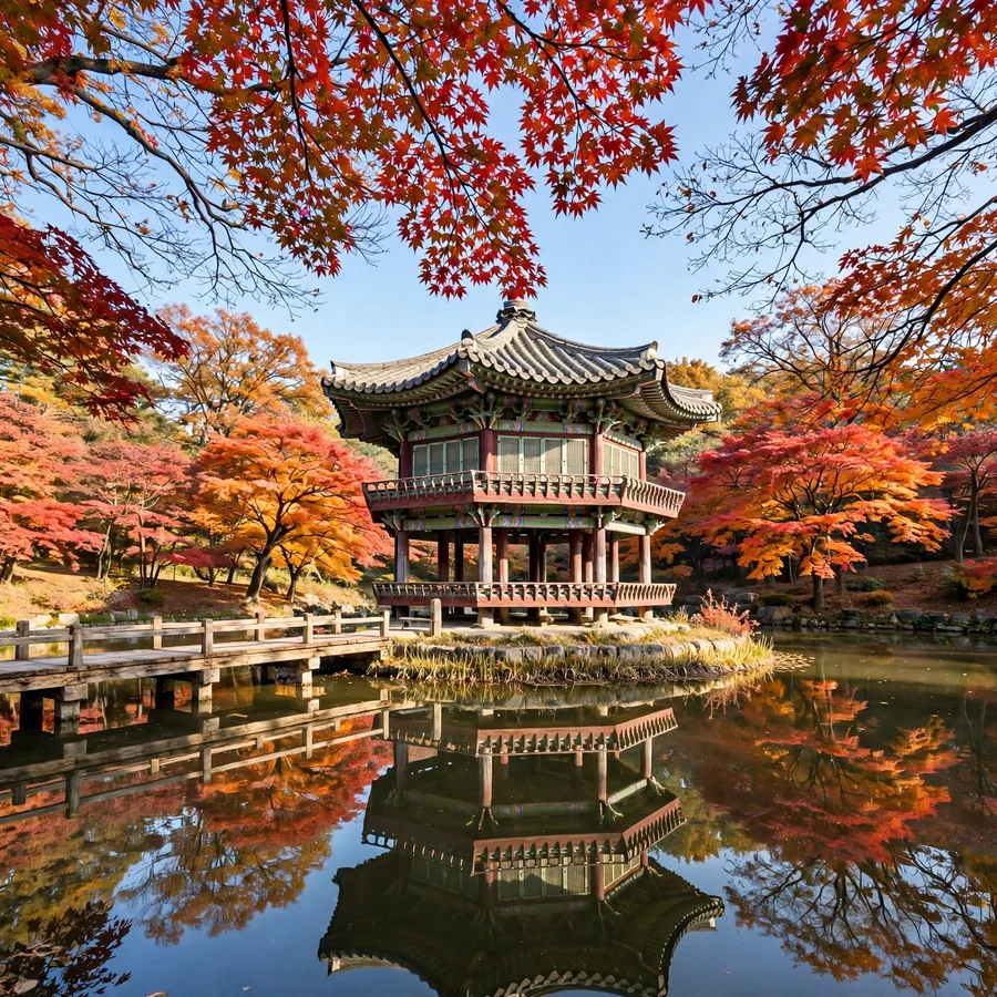 紅葉に染まる景福宮・香遠亭